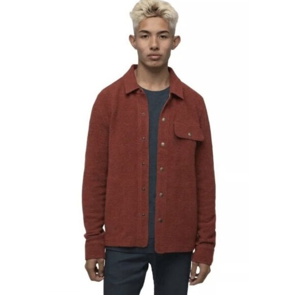 NWT Prana IncrediWool Overshirt Rust Heather / Red Size XL MSRP $175 Medium Slim - Picture 1 of 8